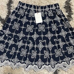 Skies Are Blue Floral Navy Skater Skirt